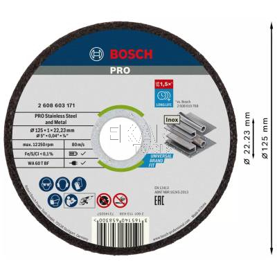 Tarcza korundowa do cięcia stali i metalu 125x1mm 1szt. BOSCH 2608603171 - zdjęcie nr 2