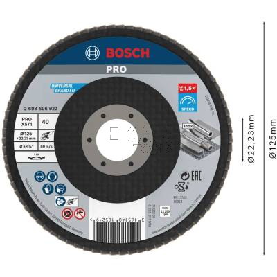 Tarcza listkowa wachlarzowa do metalu 125mm G40 1szt. PRO X571 BOSCH 2608606922 - zdjęcie nr 2