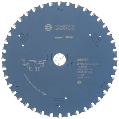 Tarcza pilarska do metalu 190x20x2mm 40z Expert for Steel BOSCH 2608643056 - zdjęcie nr 2