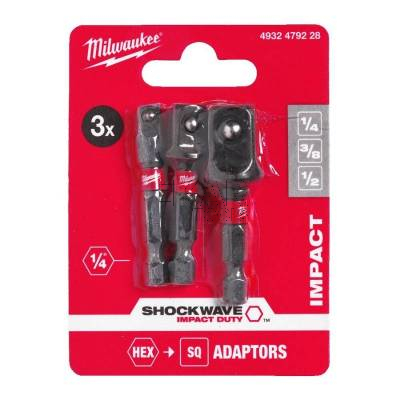 Zestaw 3 adapterów do nasadek udarowych Milwaukee 4932479228 - zdjęcie nr 2