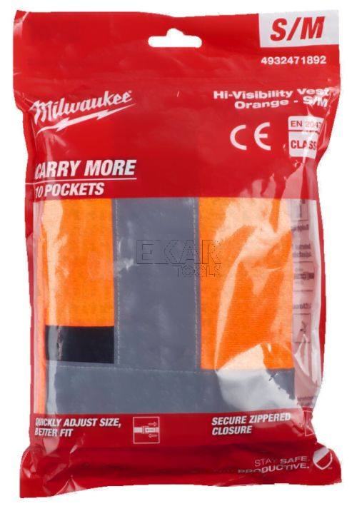 KAMIZELKA ODBLASKOWA POMARAŃCZOWA MILWAUKEE S/M - zdjęcie nr 2