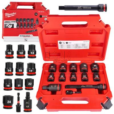 Zestaw 13 krótkich nasadek udarowych 1/2 Milwaukee 4932480456