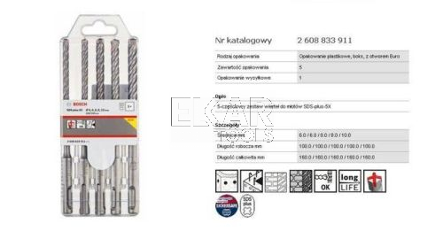 Zestaw 5 wierteł BOSCH SDS-Plus plus-5X 2608833911 - zdjęcie nr 2