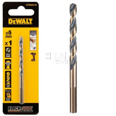 Wiertło do metalu 5mm 1szt. HSS-G DeWalt BLACK GOLD DT20520