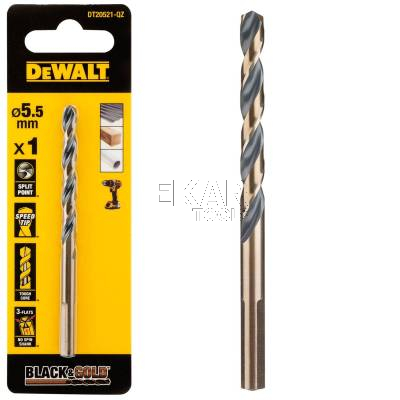 Wiertło do metalu 5,5mm 1szt. HSS-G DeWalt BLACK GOLD DT20521