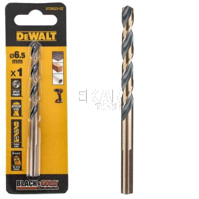Wiertło do metalu 6,5mm 1szt. HSS-G DeWalt BLACK GOLD DT20523