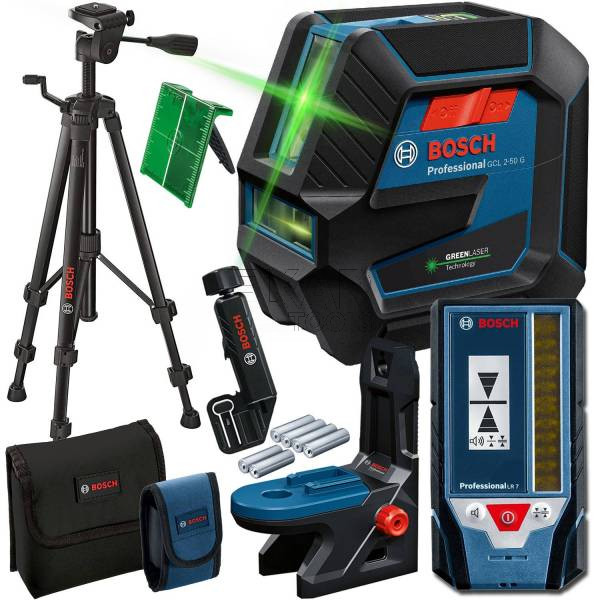 Laser budowlany wielofunkcyjny BOSCH GCL 2-50 G 0601066M01 + statyw BT 150 + osprzęt