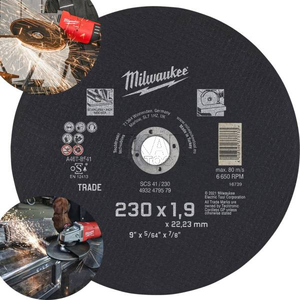 Duża tarcza do cięcia metalu 230x1,9mm Milwaukee - zdjęcie nr 2