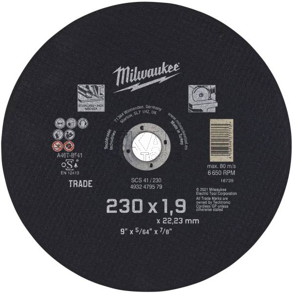 Duża tarcza do cięcia metalu 230x1,9mm Milwaukee - zdjęcie nr 3