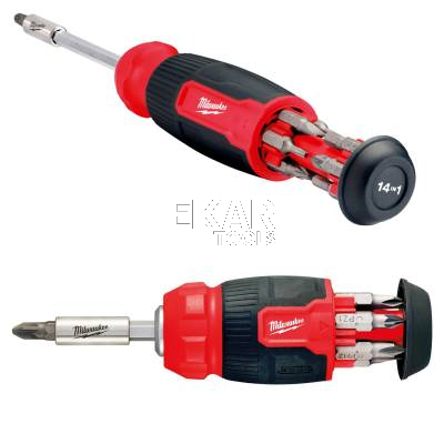 Zestaw 2 wkrętaków z grzechotką Milwaukee 8w1/14w1 + bity 4932492811 - zdjęcie nr 3