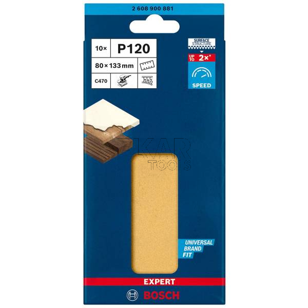 Papier ścierny na rzep 80x133mm G120 BOSCH EXPERT 2608900881 - zdjęcie nr 3