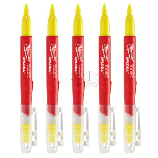 MILWAUKEE MARKER INKZALL ZAKREŚLACZE ŻÓŁTE 5szt - zdjęcie nr 3