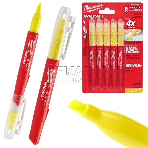 MILWAUKEE MARKER INKZALL ZAKREŚLACZE ŻÓŁTE 5szt
