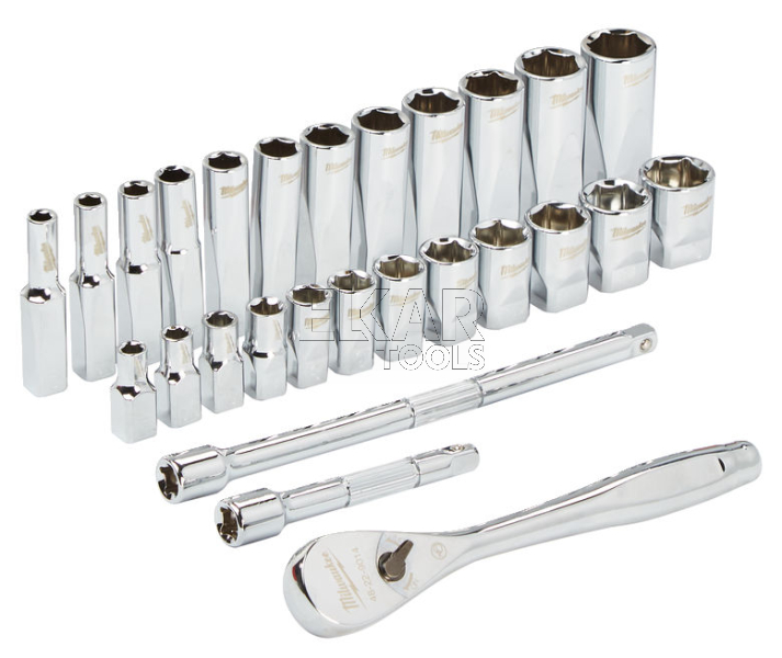 Zestaw nasadek 1/4 z grzechotką 28 sztuk Milwaukee 4932464943 - zdjęcie nr 3