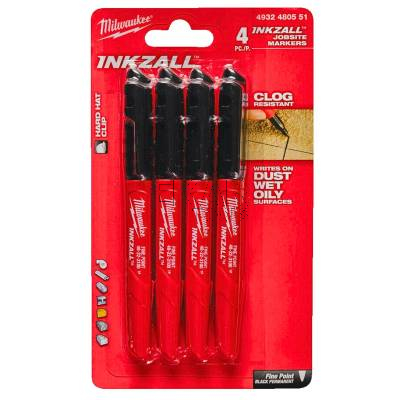 Zestaw 4 czarnych markerów budowlanych Inkzall Milwaukee 4932480551 - zdjęcie nr 2