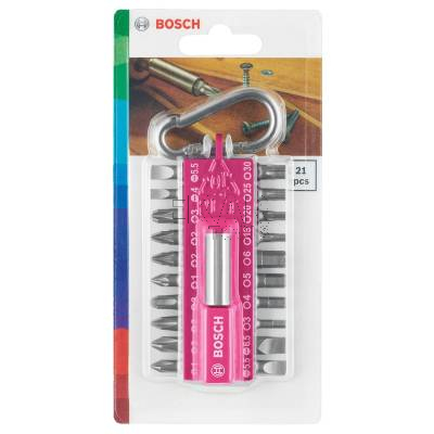 Zestaw bitów PZ/PH/T/SL/HEX z uchwytem 21 szt różowy BOSCH 2607002821 - zdjęcie nr 3