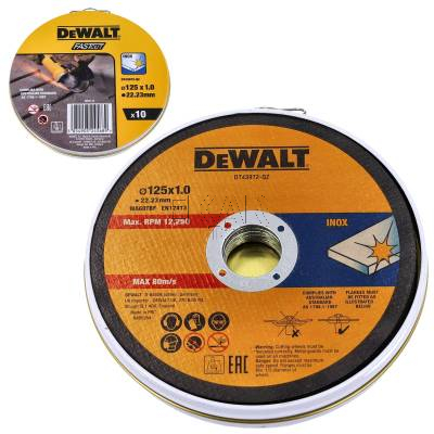 Zestaw 10 tarcz korundowych do cięcia metalu INOX 125x1mm DeWalt DT43972 - zdjęcie nr 2