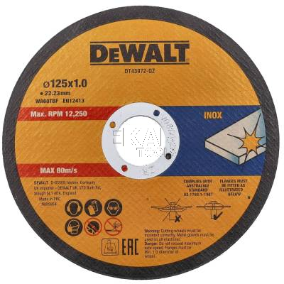 Zestaw 10 tarcz korundowych do cięcia metalu INOX 125x1mm DeWalt DT43972 - zdjęcie nr 4
