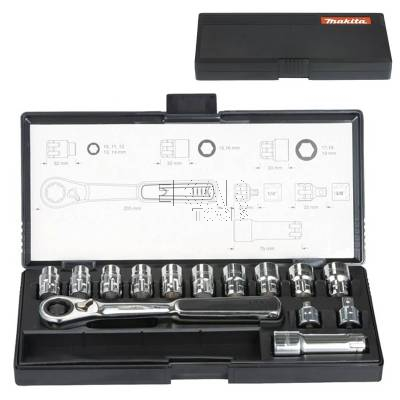 Zestaw nasadek z grzechotką i adapterem 1/4 3/8 14el MAKITA B-65604 - zdjęcie nr 2