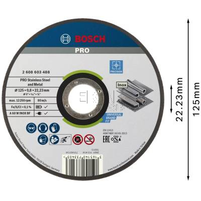 Tarcza korundowa do cięcia stali i metalu 125x0,8mm 1szt. BOSCH 2608603488 - zdjęcie nr 2
