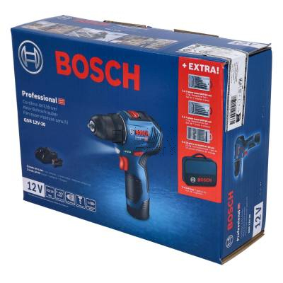 Wiertarka BOSCH GSR 12V-30 06019G9001 + 2x2Ah + wiertła i bity - zdjęcie nr 4