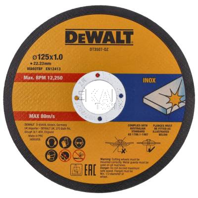 Zestaw 10 tarcz korundowych do cięcia stali i metalu 125x1mm DeWalt DT3507 - zdjęcie nr 2