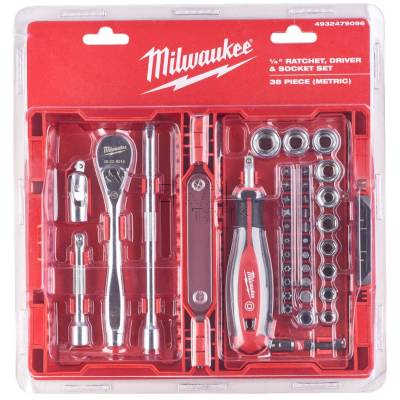 Zestaw nasadek 1/4 z grzechotką i wkrętakiem 38szt Milwaukee 4932479096 - zdjęcie nr 3