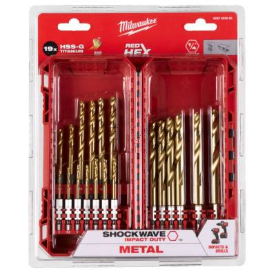 Zestaw 19 wierteł do metalu HSS-G Tin RED HEX Milwaukee 4932493866 - zdjęcie nr 2