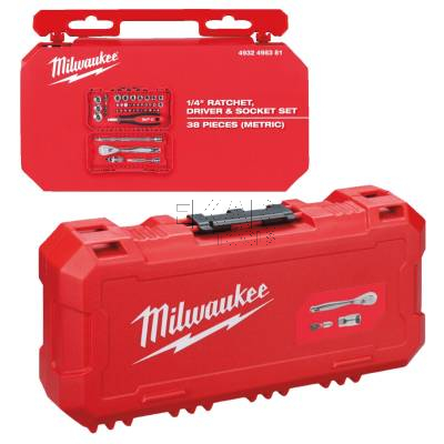 Zestaw nasadek 1/4 z grzechotką i wkrętakiem 38szt Milwaukee 4932498381 - zdjęcie nr 4