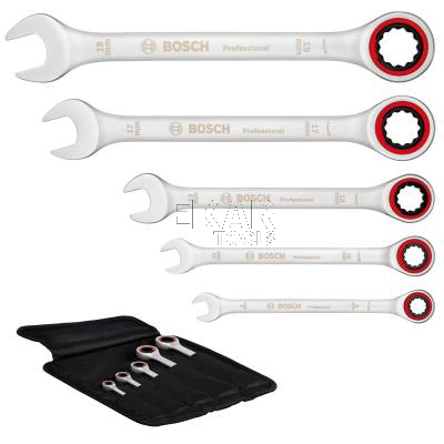 Zestaw 5 kluczy płasko-oczkowych z grzechotką 8-19mm BOSCH 1600A02Z3D - zdjęcie nr 2