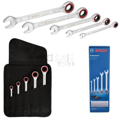 Zestaw 5 kluczy płasko-oczkowych z grzechotką 8-19mm BOSCH 1600A02Z3D - zdjęcie nr 3