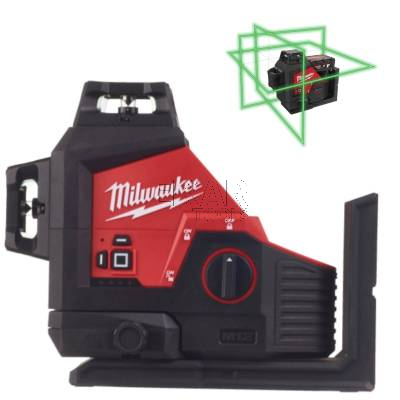 Laser budowlany 3-płaszczyznowy 360° zielony z walizką Milwaukee M12 3PL-0C 4933478103