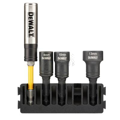 Udarowe końcówki nasadowe 8/10/13mm + uchwyt magnetyczny DeWalt DT70827 - zdjęcie nr 2