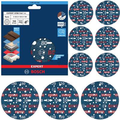 Zestaw 9 ceram papierów ściernych 150mm G80/120/180 Bosch 2608902448