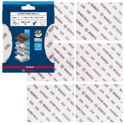 Arkusz do szlifowania ręcznego 6el. BOSCH EXPERT W480 G120/180/240/320