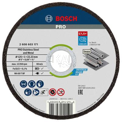 Zestaw 100szt. tarcz do cięcia stali i metalu 125x1mm BOSCH 2608626113 - zdjęcie nr 2