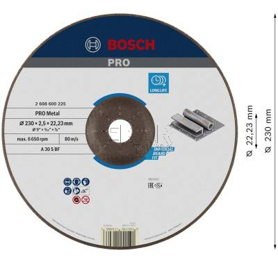 Tarcza korundowa do cięcia stali i metalu 230x2,5mm 1szt. BOSCH 2608600225 - zdjęcie nr 2