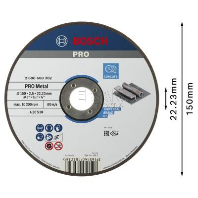Tarcza korundowa do cięcia stali i metalu 150x2,5mm 1szt. BOSCH 2608600382 - zdjęcie nr 3