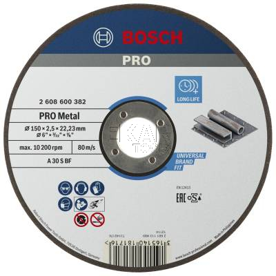 Tarcza korundowa do cięcia stali i metalu 150x2,5mm 1szt. BOSCH 2608600382