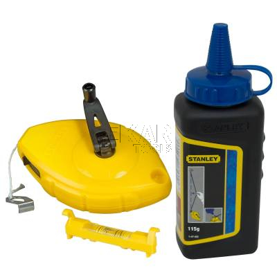 Zestaw: sznur traserski OPP 30m z poziomicą i kredą 115g STANLEY 0-47-443 - zdjęcie nr 3