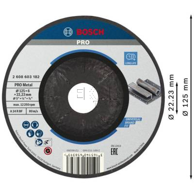 Tarcza korundowa do szlifowania metalu 125x6mm 1szt. BOSCH 2608603182 - zdjęcie nr 2